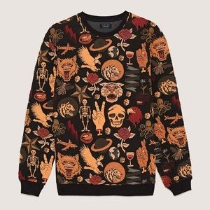 Zara Skull & Tiger Jacquard Sweatshirt
